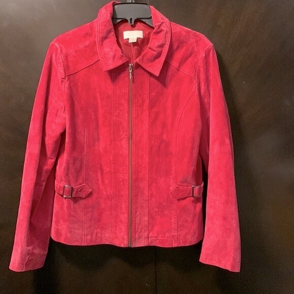 Christopher & Banks women’s lined,  PIG‎ LEATHER jacket size L petite - Picture 1 of 12